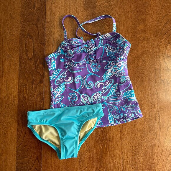 Lands' End teal and violet tankini 4T NWOT - Picture 1 of 8